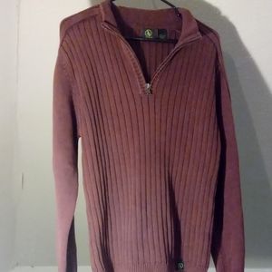 AIGLE Men's Long Sleeve Quarter Zip Polo Collar Pullover Sweater Shirt Large